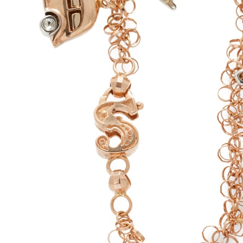 Bracciale con charm in oro Rose' e Oro Bianco 18 Kt